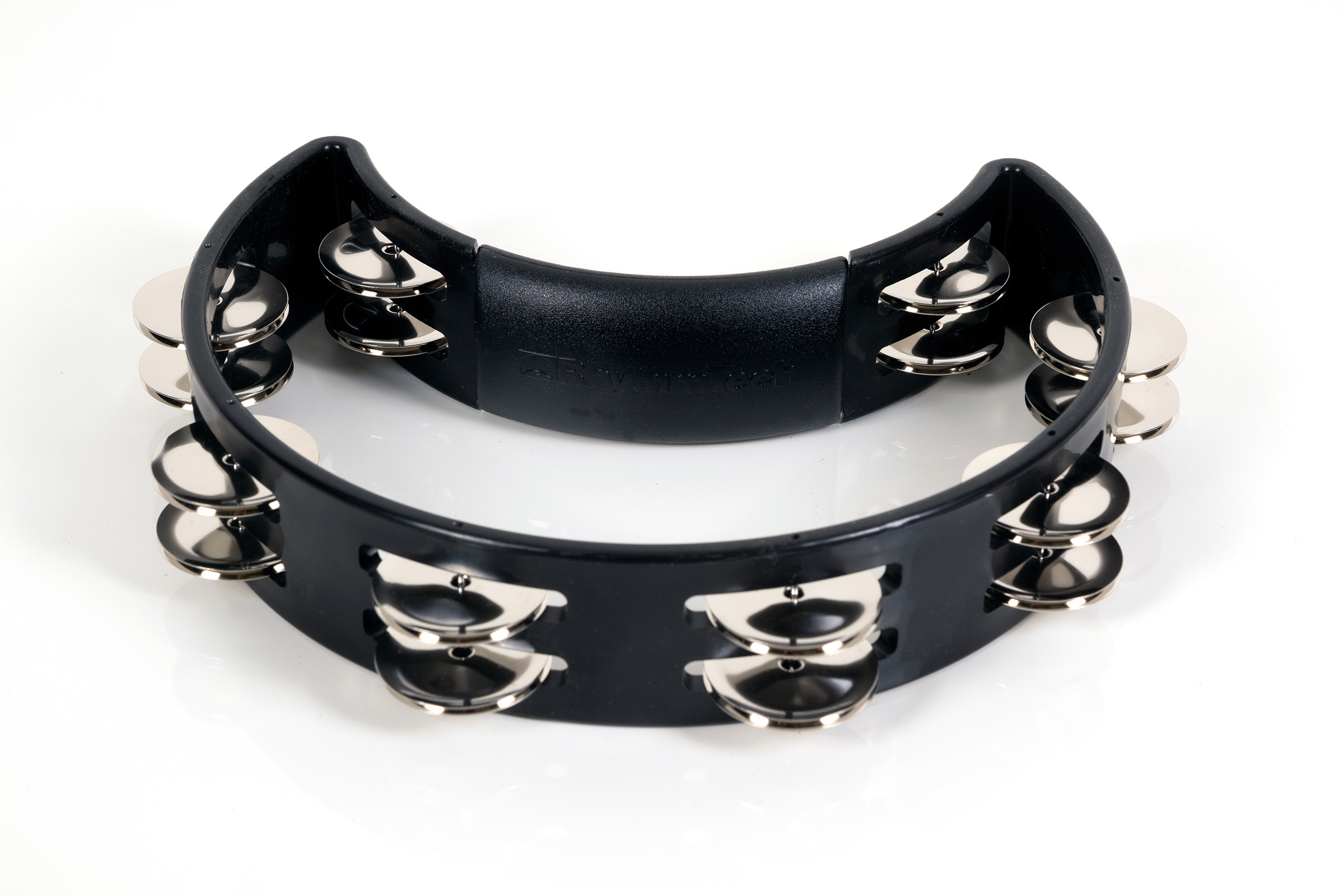 Rhythm Tech RT1010 Tambourine. Black with Double Row Nickel Jingles